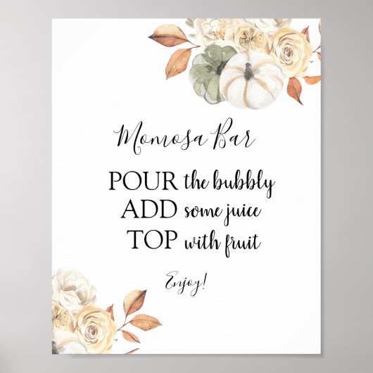 Rustieke Herfst Momosa Bar Drinkbord Poster (Voorkant)