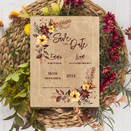 Rustieke Herfst Mosterd Floral Wedding Save The Da Briefkaart