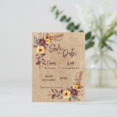 Rustieke Herfst Mosterd Floral Wedding Save The Da Briefkaart (Staand voorkant)