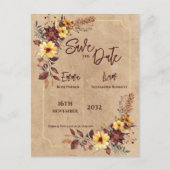 Rustieke Herfst Mosterd Floral Wedding Save The Da Briefkaart (Voorkant)
