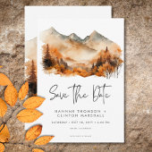 Rustieke Herfst Mountain Scene Waterverf bruiloft Save The Date