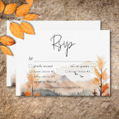Rustieke Herfst Mountain Scene Waterverf Diner RSVP Kaartje