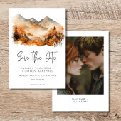 Rustieke Herfst Mountain Scene Waterverf Foto Save The Date