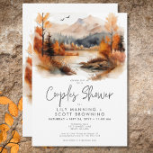 Rustieke Herfst Mountain Waterverf Koppels Douche Kaart