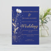 Rustieke Herfst Navy Blue Bohemian Wildflower Brui Kaart (Staand voorkant)