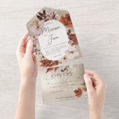 Rustieke Herfst Neutral Krans Goud Geen Diner All In One Uitnodiging (Afscheurbaar)