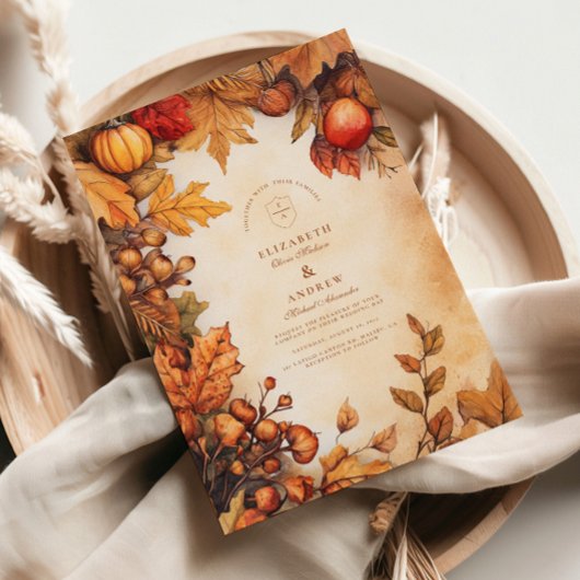 Rustieke herfst-oogst bruiloft kaart