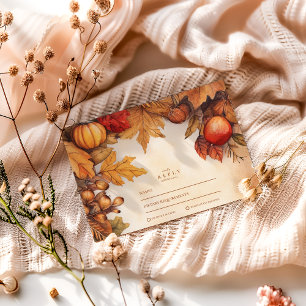 Rustieke herfst-oogst bruiloft RSVP kaartje