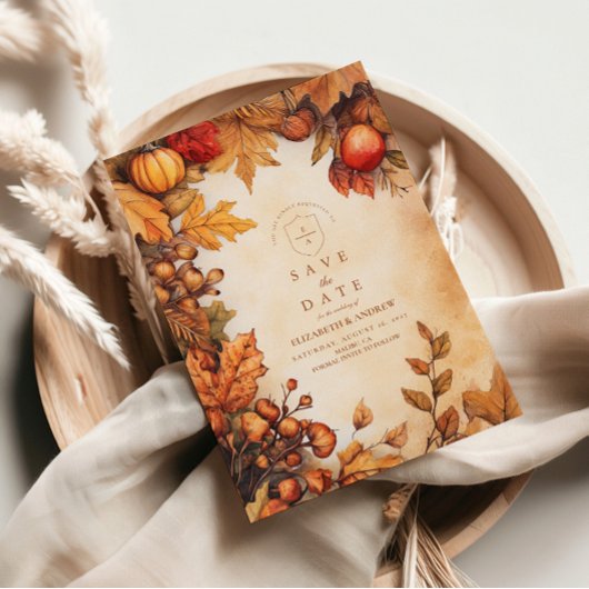 Rustieke herfst-oogst bruiloft save the date