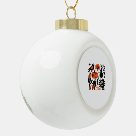 Rustieke Herfst Oogst Folk Classic T-shirt Keramische Bal Ornament (Links)