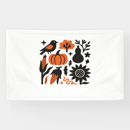 Rustieke Herfst Oogst Folk Classic T-shirt Spandoek (Horizontaal)