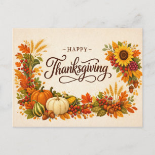 Rustieke herfst oogst Gelukkig Thanksgiving Feestdagenkaart