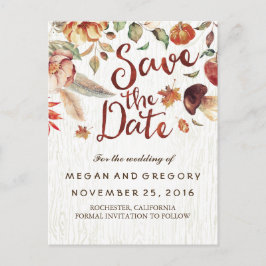 Rustieke Herfst Oogst Pompoen Save the Date Aankondigingskaart