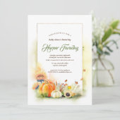 Rustieke Herfst Oogst Pompoen Zonnebloem Baby show Kaart (Staand voorkant)