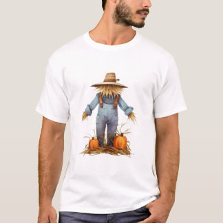 Rustieke herfst-oogst vogelverschrikker & pompoene t-shirt