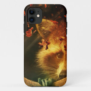 Rustieke herfst oranje herfstbladeren boswasbeer iPhone 11 hoesje