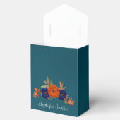 Rustieke Herfst Oranje Navy Blue Floral Wedding Bedankdoosjes (Geopend)