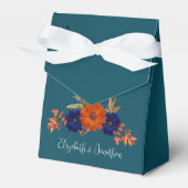 Rustieke Herfst Oranje Navy Blue Floral Wedding Bedankdoosjes (Voorkant Zijde)