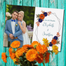 Rustieke Herfst Oranje Navy Blue Floral Wedding