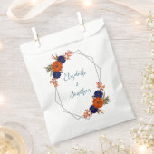 Rustieke Herfst Oranje Navy Blue Floral Wedding Bedankzakje (Geknipt)