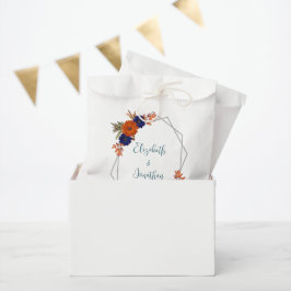 Rustieke Herfst Oranje Navy Blue Floral Wedding Bedankzakje