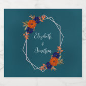 Rustieke Herfst Oranje Navy Blue Floral Wedding Bier Etiket (Enkel label)