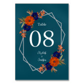 Rustieke Herfst Oranje Navy Blue Floral Wedding Kaart (Achterkant)