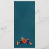 Rustieke Herfst Oranje Navy Blue Floral Wedding Menu (Achterkant)