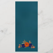 Rustieke Herfst Oranje Navy Blue Floral Wedding Menu (Achterkant)