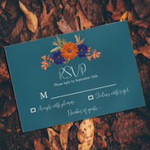 Rustieke Herfst Oranje Navy Blue Floral Wedding