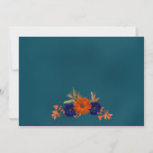 Rustieke Herfst Oranje Navy Blue Floral Wedding Save The Date (Achterkant)