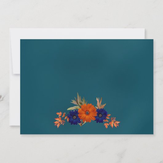 Rustieke Herfst Oranje Navy Blue Floral Wedding Save The Date (Achterkant)