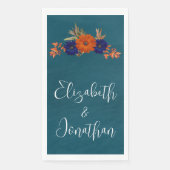 Rustieke Herfst Oranje Navy Blue Floral Wedding Servet (Voorkant)