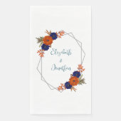 Rustieke Herfst Oranje Navy Blue Floral Wedding Servet (Voorkant)