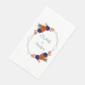 Rustieke Herfst Oranje Navy Blue Floral Wedding Servet (Hoek)