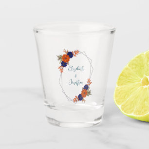 Rustieke Herfst Oranje Navy Blue Floral Wedding Shot Glas
