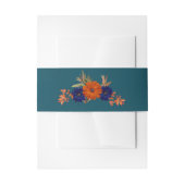 Rustieke Herfst Oranje Navy Blue Floral Wedding Uitnodigingen Wikkel (Voorkant Voorbeeld)