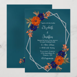 Rustieke Herfst Oranje Navy Blue Post-Wedding Brun Kaart
