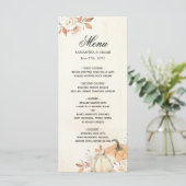 Rustieke herfst oranje pompoenen en bloemen menu (Staand voorkant)