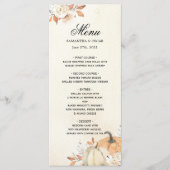 Rustieke herfst oranje pompoenen en bloemen menu (Voorkant)