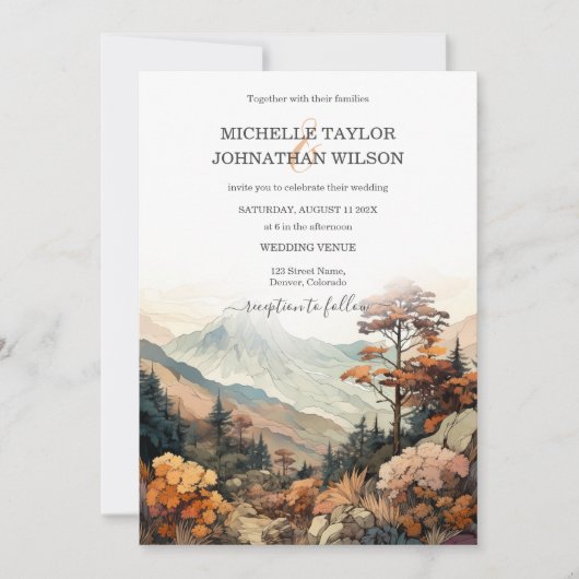 Rustieke Herfst Outdoor Mountain Bestemming Bruilo Kaart (Voorkant)