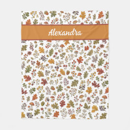 Rustieke Herfst Paddenstoelen Bladeren Bos Monogra Fleece Deken