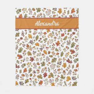 Rustieke Herfst Paddenstoelen Bladeren Bos Monogra Fleece Deken