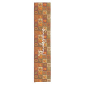 Rustieke Herfst Patchwork met Thanksgiving Bericht Korte Tafelloper (Voorkant)