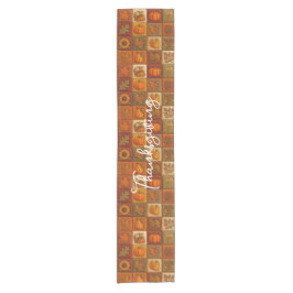 Rustieke Herfst Patchwork met Thanksgiving Bericht Korte Tafelloper