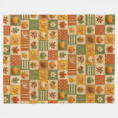 Rustieke Herfst Patchwork Pompoen Monogram Fleece Deken (Voorkant (Horizontaal))