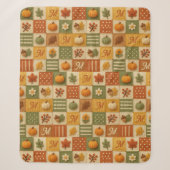 Rustieke herfst patchwork pompoen monogram sherpa deken (Voorkant)
