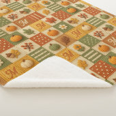 Rustieke herfst patchwork pompoen monogram sherpa deken (3/4)
