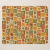 Rustieke herfst patchwork pompoen monogram sherpa deken (Voorkant (horizontaal))
