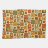 Rustieke herfst patchwork pompoen monogram theedoek (Horizontaal)